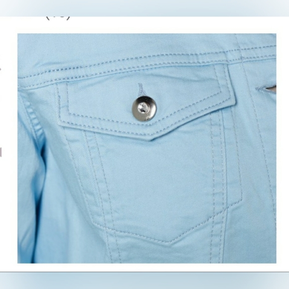 Quacker Factory Denim Jean Jacket, Sky Blue, 2X, NEW - Picture 5 of 5